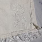 Vtg 1990s Jordache White Denim Eyelet Lace Trim Heart Embroidered Shorts 13 14 Photo 2