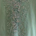 ZARA Women’s Green V-Neck Embellished Cotton Long Sleeves Blouse SZ M #1163 Photo 4