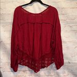 Free People  Rainy Days Swing Flowy Boho Top blouse burgundy gauze med oversized Photo 4