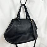 Tory Burch Half Moon Satchel Bag Black Leather Braided Straps Authentic Photo 7