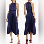 ALC Frank NEW A.L.C. Renzo II Satin Pleated Midi Dress Navy Sz 12 Photo 1