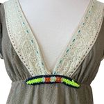 Free People Vintage Brown Lace Deep V Neckline Mini Dress Photo 1