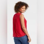 Knox Rose Women Rebel Red Eyelet lace Ribbed Tank Top Photo 2