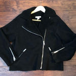 H&M  women's motor biker jacket black faux fur suede size 6 eur 38 Photo 0