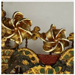 Vintage Gold Tone Ribbon Bow Clip Earrings Photo 2