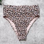 Boutique  High Waist Cheeky Leopard Print Ribbed Bikini Bottoms Photo 0