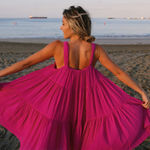 Stine Goya Benedicte Flamingo Pink Tiered Trapeze Mini Dress S Photo 1