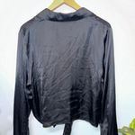 Aritzia Aritizia Wilfred Tie Front Satin Blouse Long Sleeve Black Size Large Photo 6