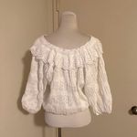 ZARA NWT  Women Off White Textured Tie Eyelet 3/4 Sleeve Slight Cropped Top Sz M Photo 8