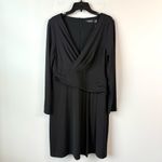 Ralph Lauren Lauren  Long Sleeve Draped Front Jersey Dress Black 14 Photo 1