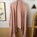 Elan  Light Pink Open Front Draped Ribbed Cardigan - Size - Large Photo 0