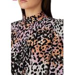 Veronica Beard  Shirt Womens 2 Purple Orange Leta Lety Top Animal Print Silk‎ Photo 3
