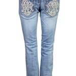 Paisley Sky Womens Denim Blue Jeans Pants Jeweled Straight Leg Size 4 EUC Photo 7
