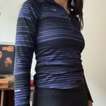 Nike Dri Fit Running Half Zip Long Sleeve Top Shirt Black Purple Stripe Size S Photo 2