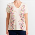 Lucky Brand  Shirt Womens Large V-Neck Floral Graphic Short Sleeve Casual Tee Top Photo 0