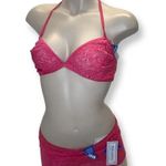Zuliana Size Large Dark Pink 3 Piece Lace Set. Made in Brazil, New With Tags. Photo 0