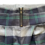 Trousers Reiko Plaid Blue Gray Green Pull On Elastic String Slim SZ S # 1775 Photo 4