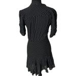 Free People Pippa Ruched Asymmetrical Mini Dress XS Women’s Black Polka Dot Photo 2