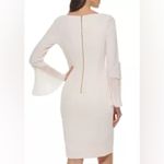 Calvin Klein NWT  Light Pink Long Flare Sleeve Boatneck Sheath Dress New Cocktail Photo 8