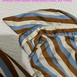 ZARA satin striped shirt blue tan brown longsleeve buttondown Photo 3