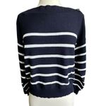 Free Assembly Womans Sweater Navy/White Stripe M Button Shoulder Boat Neck Blue Size M Photo 12