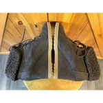 Dana Buchman  Brown Lace Up Wedge Ankle Booties Fur Trim Faux Suede Upper Helma 9 Photo 4