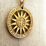 Gold tone cross St. Maria Jesus Christus pendant necklace Photo 4