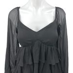 Abercrombie & Fitch Black Mesh Long Sleeve Ruffle Tiered Flounce Mini Dress Sz S Photo 3