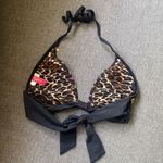 Betsey Johnson Swim Rose Print Triangle String Bikini Top Medium Black Pink Photo 4