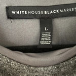 White House | Black Market WHBM Silver Grey metallic Long Bell Sleeve‎ Sweater Dress Size Large Super soft Photo 3