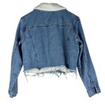 Working Title Crop Denim Jacket Womens S Light Wash Sherpa Lined Coastal Cowgirl Blue Photo 3