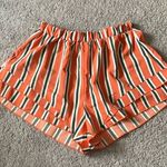 Zaful Orange & Green Vertical Stripped Lightweight Shorts | Size Small Photo 0