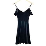 Lulus  Middle of the Night Black Velvet Off Shoulder OTS Mini Dress Size Small Photo 2