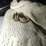 Sterling Silver Green Gemstone Ring Size 8.5 Intricate Band Design Photo 8
