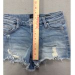 Kendall + Kylie 0/24 The Hipster Shorts Denim Distressed Frayed Hem Button Fly Photo 8