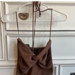 Miou Muse Chic Brown Knotted Tank Top Photo 1
