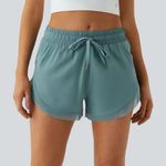 Halara  Mid Rise Drawstring Contrast Mesh 2-in-1 Flowy Running Shorts 3'' NEW Photo 0