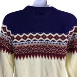 Vintage 90s Fair Isle Ski Sweater S Cream Knit Pullover Crewnwck Long Sleeves Photo 3