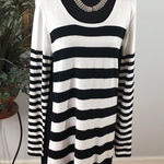 Anna Women XL Black & White Sweater Dress Scoop Neck Long Sleeve Mob Wife Casual Photo 0