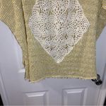 Kori  America Yellow/Cream Boho Knit Poncho Style Blouse size M/L Photo 7