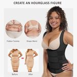 NWT Medium Women’s Latex Waist Trainers Vest Corset 3 Belts Hooks Steel Bones Black Photo 3