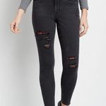 Maurice's Black plaid backed destructed high rise jeggings Photo 0
