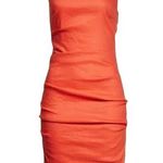 Nicole Miller Artelier Lauren Dress 55% Linen Stretch Sleeveless Bodycon Red 4 Photo 0