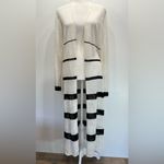 Chico's Chico’s long Cream and Black Striped Open Front Linen Blend Duster Size 1/Med Photo 4