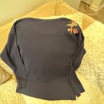 Johnny Was  Blue Waffle Knit Cotton L/S Top w/Floral & Peacock Embroidery PXL Photo 3