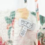 Sofia Jeans by Sofia Vergara Linen Blend Knot Front Floral Peplum Tank Cami Top White Size L Photo 3