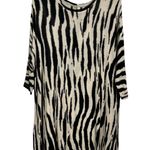 Comfy USA Oversized Longline Zebra Animal Printed 3/4 Sleeve Tunic Top Small S Photo 0