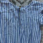 American Eagle Striped Ruffle Wrap Romper Blue White Medium Photo 5