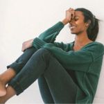 Free People  Retro 90s Brookside Slouchy Tunic Sweater Pine Forest Green Large Photo 5