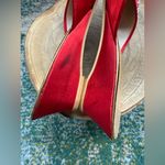 Vintage satin sequined floral evening mules, size 6 Red Photo 5